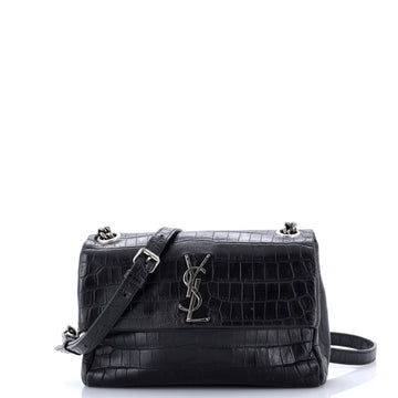 Saint Laurent West Hollywood Shoulder Bag Crocodile Embossed Leather Small