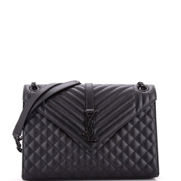 Saint Laurent Classic Monogram Envelope Satchel Mixed Matelasse Leather Large