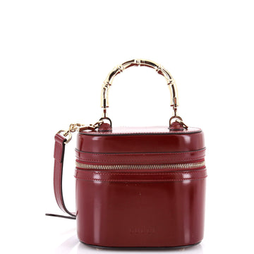 Gucci Bamboo Top Handle Vanity Shoulder Bag Patent and Metal Mini