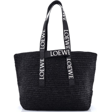 Loewe Fold Logo Strap Tote Raffia Large