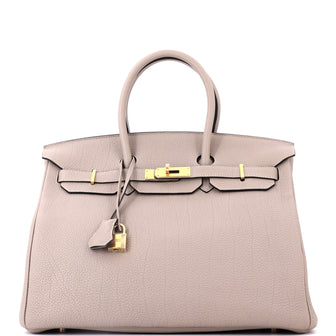 Hermes Birkin Handbag Grey Togo with Gold Hardware 35