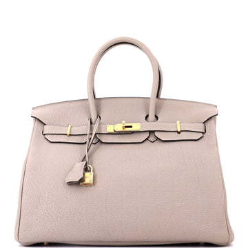 Hermes Birkin Handbag Grey Togo with Gold Hardware 35