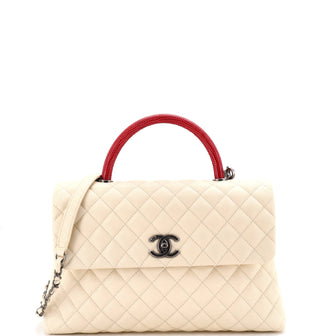 Chanel Coco Top Handle Bag Quilted Caviar with Lizard Medium