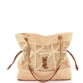 Saint Laurent Jamie Shopping Tote Raffia with Leather Medium