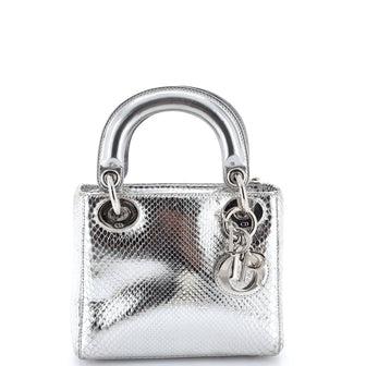 Christian Dior Lady Dior Chain Bag Metallic Snakeskin Mini