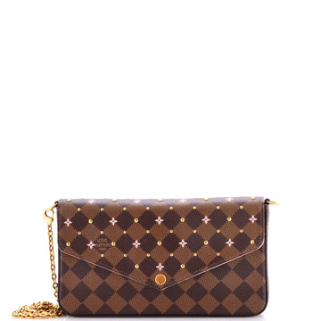 Louis Vuitton Felicie Pochette Flower Printed Studded Damier