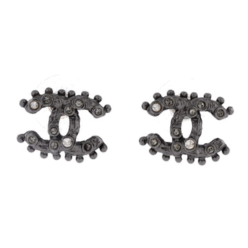 Chanel CC Stud Earrings Metal with Crystals