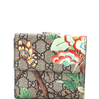 Gucci French Flap Wallet Blooms Print GG Coated Canvas