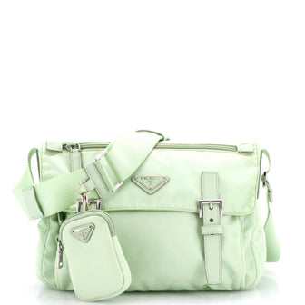 Prada Double Buckle Flap Messenger Bag Re-Nylon Medium