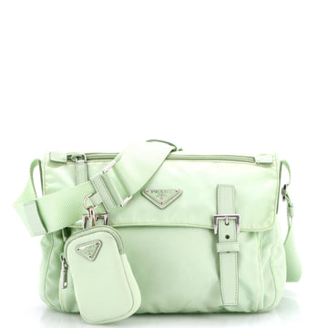 Prada Double Buckle Flap Messenger Bag Re-Nylon Medium