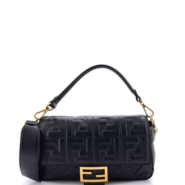 Fendi Baguette NM Bag Zucca Embossed Leather Medium