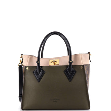 Louis Vuitton On My Side Tote Leather with Monogram Canvas MM