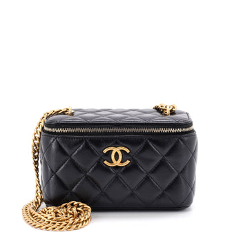 Chanel All Slide Long Vanity Case with Chain Quilted Lambskin Small