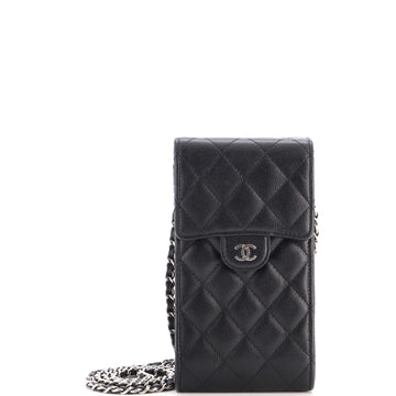 Chanel CC Flap Phone Holder Crossbody Bag Quilted Caviar