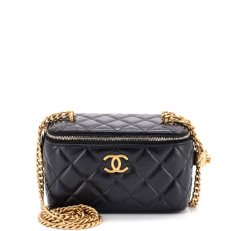 Chanel All Slide Long Vanity Case with Chain Quilted Lambskin Small