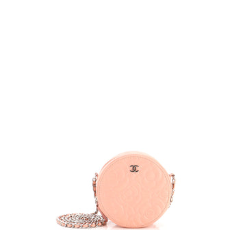 Chanel Round Clutch with Chain Camellia Goatskin Mini