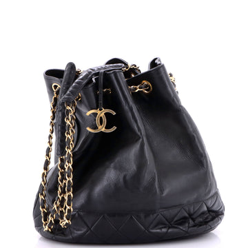 Chanel Vintage Drawstring Bucket Bag Lambskin Medium