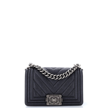 Chanel Boy Flap Bag Chevron Caviar Small