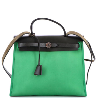 Hermes Herbag Zip Leather and Toile 31