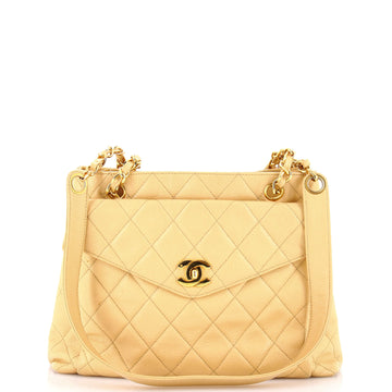 Chanel Vintage Front Pocket Shoulder Bag Quilted Caviar Medium