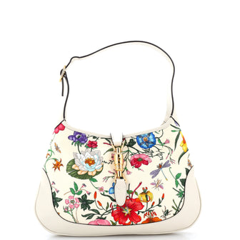 Gucci Jackie Hobo Flora Canvas with Leather Medium