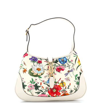 Gucci Jackie Hobo Flora Canvas with Leather Medium