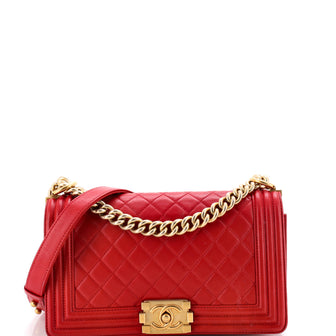 Chanel Boy Flap Bag Quilted Lambskin Old Medium