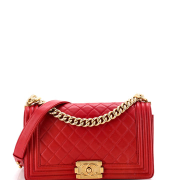 Chanel Boy Flap Bag Quilted Lambskin Old Medium