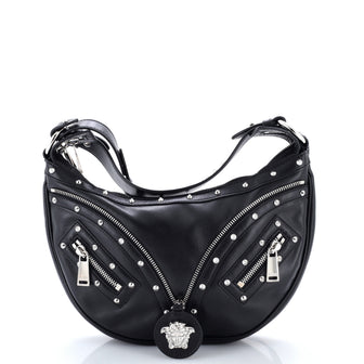 Versace Repeat Hobo Studded Leather Small
