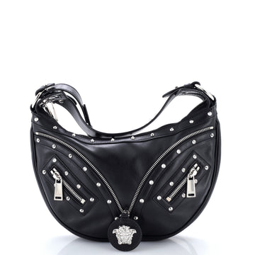 Versace Repeat Hobo Studded Leather Small