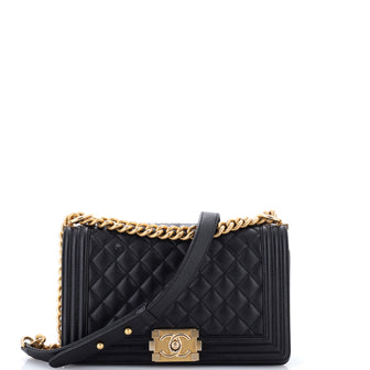 Chanel Boy Flap Bag Quilted Caviar Old Medium