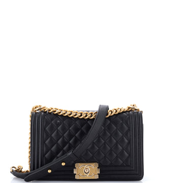 Chanel Boy Flap Bag Quilted Caviar Old Medium