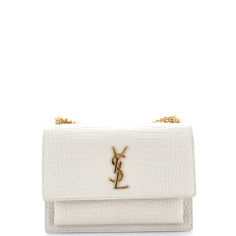 Saint Laurent Sunset Crossbody Bag Crocodile Embossed Leather Medium