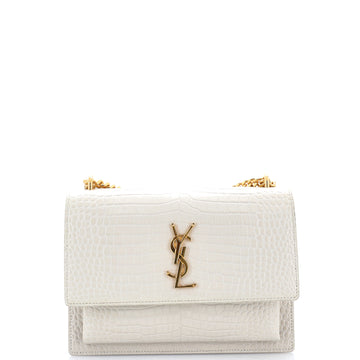 Saint Laurent Sunset Crossbody Bag Crocodile Embossed Leather Medium