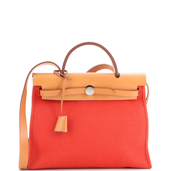 Hermes Herbag Zip Leather and Toile 31