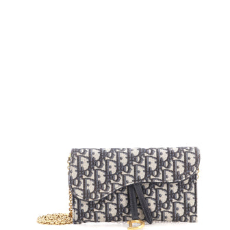Christian Dior Saddle Chain Wallet Oblique Canvas