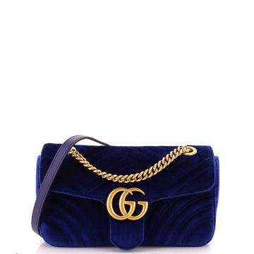 Gucci GG Marmont Flap Bag Matelasse Velvet Small