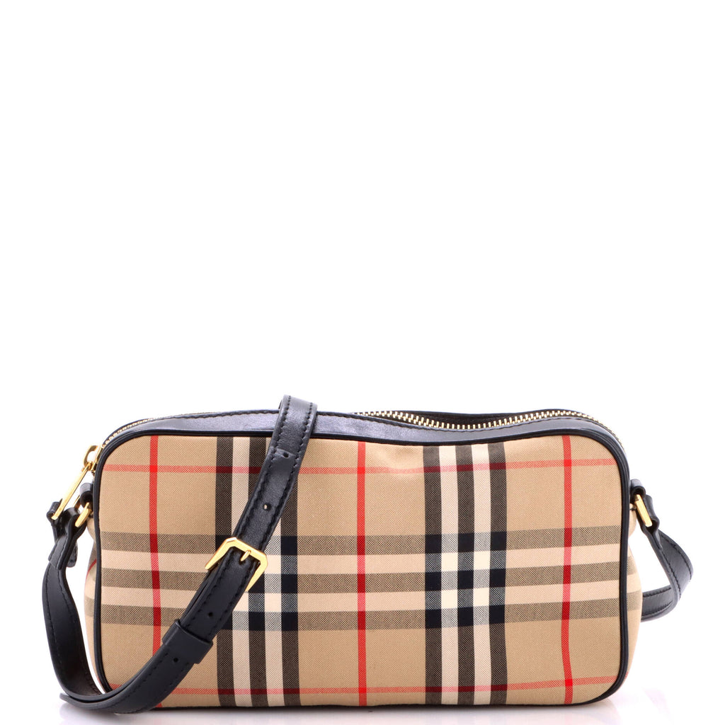 Burberry Camera Crossbody Bag Vintage Check Canvas Small Black 4429181