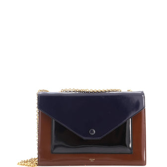 Celine Pocket Envelope Shoulder Bag Patent Medium
