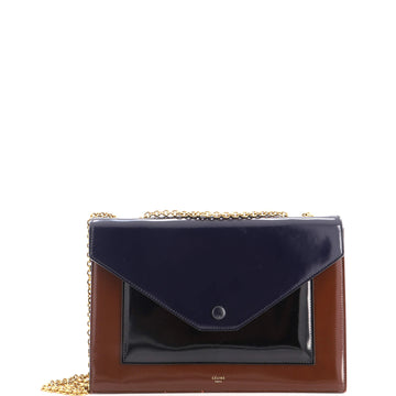 Celine Pocket Envelope Shoulder Bag Patent Medium