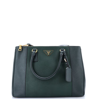 Prada Bicolor Double Zip Lux Tote Saffiano Leather Medium