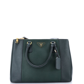 Prada Bicolor Double Zip Lux Tote Saffiano Leather Medium
