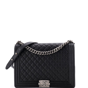 Chanel Boy Flap Bag Quilted Caviar New Medium