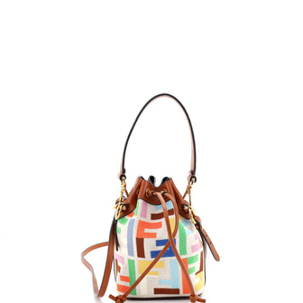 Fendi Mon Tresor Bucket Bag Zucca Embroidered Canvas Mini