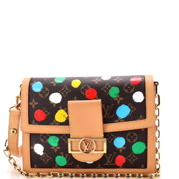 Louis Vuitton Dauphine Shoulder Bag Yayoi Kusama Painted Dots Monogram Canvas MM