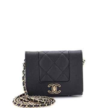 Chanel Mademoiselle Vintage Card Holder on Chain Quilted Caviar