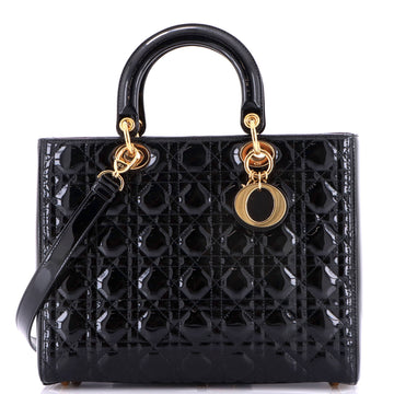 Christian Dior Lady Dior Bag Cannage Quilt Patent Large