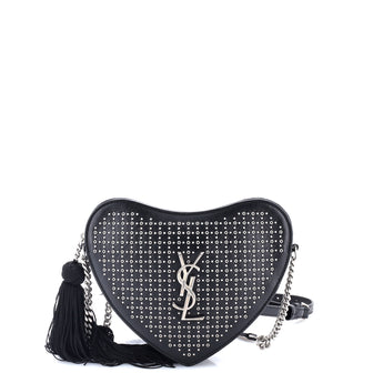 Saint Laurent Love Heart Tassel Chain Bag Studded Leather Small