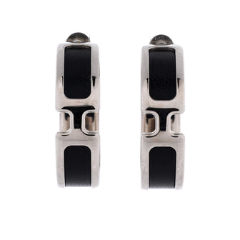 Hermes Olympe Hoop Earrings Metal and Leather