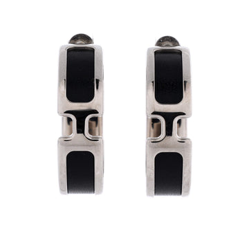Hermes Olympe Hoop Earrings Metal and Leather